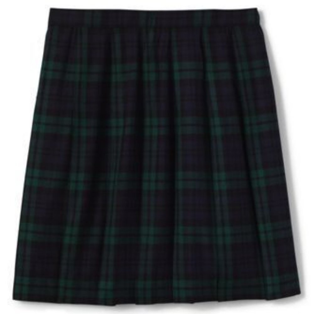 NWT LANDS' END GIRLS TOP OF KNEE SHIRT CLASSIC NAVY/EVERGREEN LG PLAID 16